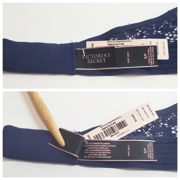 VICTORIA'S SECRET Very Sexy Floral Lace Halter Bralette -Navy Blue, New with Tag - Picture 7 of 8